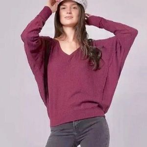Free People Santa Clara Oversized V-neck Thermal top Size SP